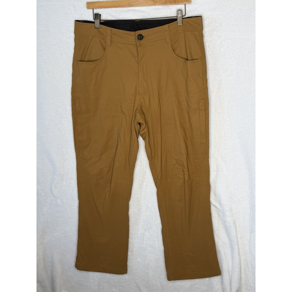 Orvis Brown Fleece Lined Comfort Pants Mens 34x28 Water Repellent Hiking Outdoor